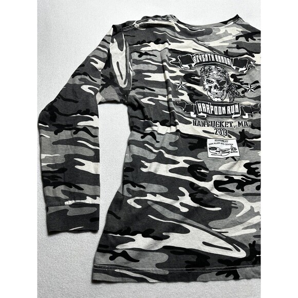 Camo Shirt Mens XL 2013 Nantucket Harpoon Run Biker Rally Camouflage Pirate - Picture 11 of 16